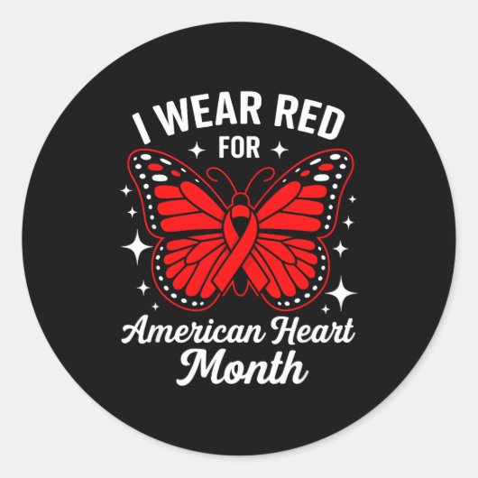 American Heart Disease Awareness Month Ribbon Red  Runder Aufkleber (Vorderseite)