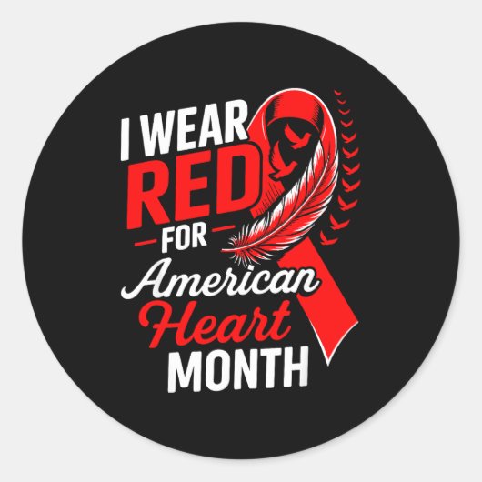 American Heart Disease Awareness Month Ribbon Red  Runder Aufkleber (Vorderseite)