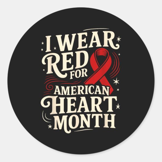 American Heart Disease Awareness Month Ribbon Red  Runder Aufkleber (Vorderseite)