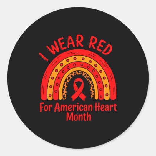 American Heart Disease Awareness Month Ribbon Red  Runder Aufkleber (Vorderseite)