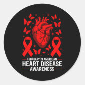 American Heart Disease Awareness Month Ribbon Red  Runder Aufkleber (Vorderseite)