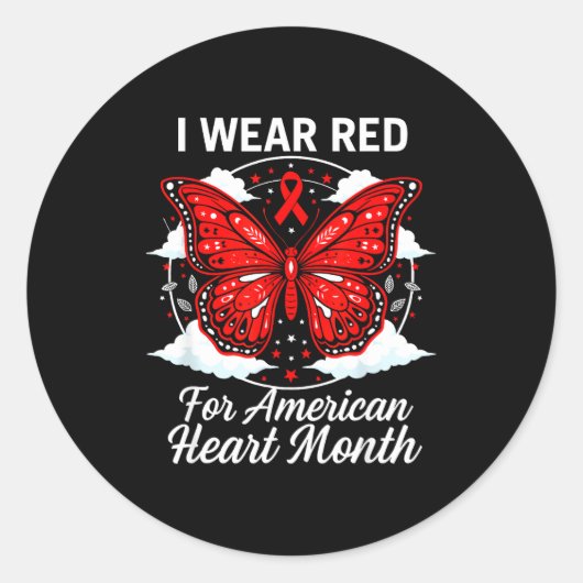 American Heart Disease Awareness Month Ribbon Red  Runder Aufkleber (Vorderseite)