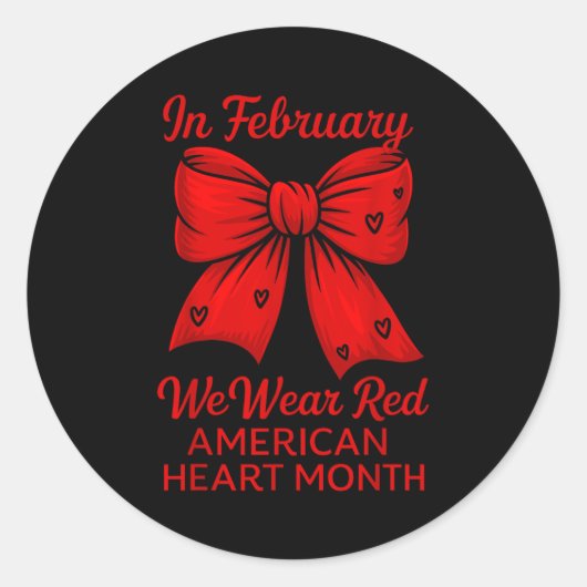American Heart Disease Awareness Month Ribbon Red Runder Aufkleber (Vorderseite)