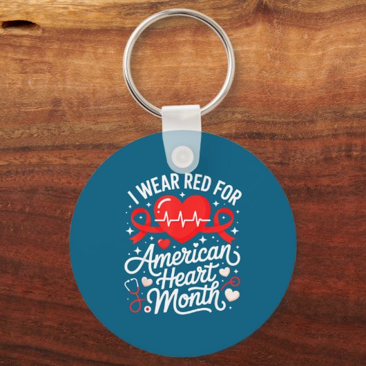 American Heart Disease Awareness Month Ribbon Red  Schlüsselanhänger (Vorderseite)