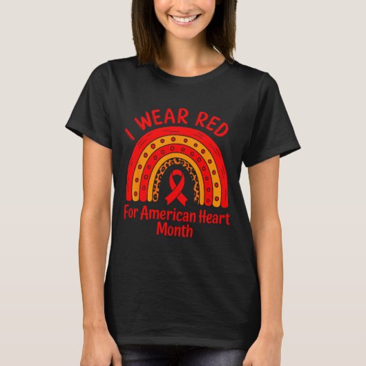 American Heart Disease Awareness Month Ribbon Red  T-Shirt (Vorderseite)