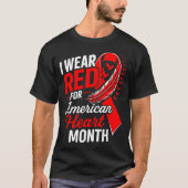American Heart Disease Awareness Month Ribbon Red  T-Shirt (Vorderseite)