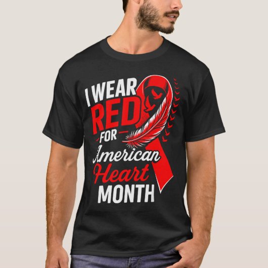 American Heart Disease Awareness Month Ribbon Red  T-Shirt (Vorderseite)