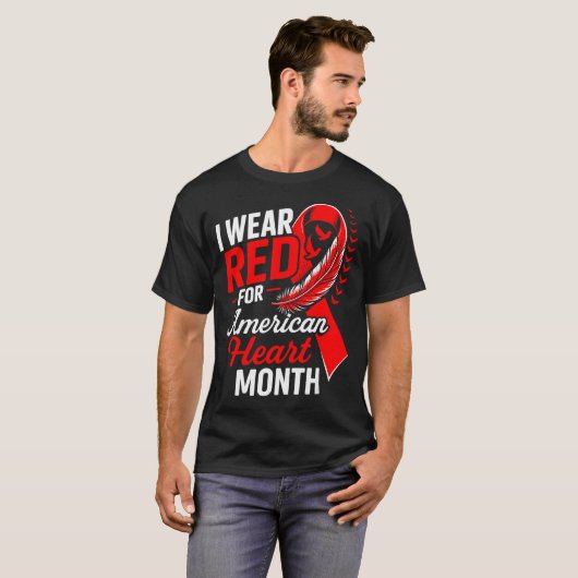 American Heart Disease Awareness Month Ribbon Red  T-Shirt (Vorne ganz)