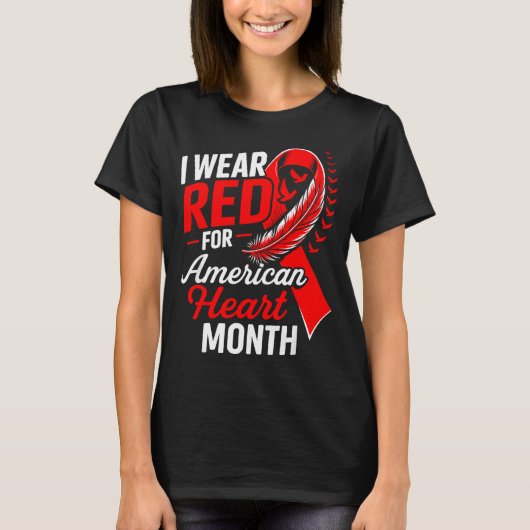 American Heart Disease Awareness Month Ribbon Red  T-Shirt (Vorderseite)