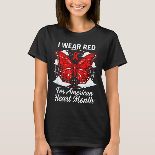 American Heart Disease Awareness Month Ribbon Red T-Shirt (Vorderseite)