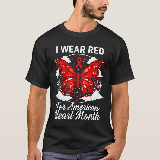 American Heart Disease Awareness Month Ribbon Red  T-Shirt (Vorderseite)
