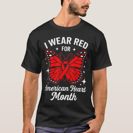 American Heart Disease Awareness Month Ribbon Red  T-Shirt (Vorderseite)