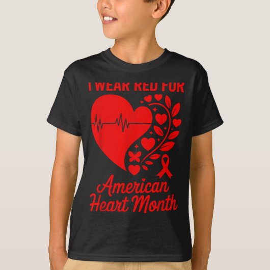 American Heart Disease Awareness Month Ribbon Red T-Shirt (Vorderseite)