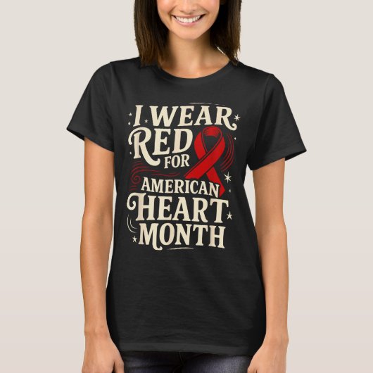 American Heart Disease Awareness Month Ribbon Red  T-Shirt (Vorderseite)