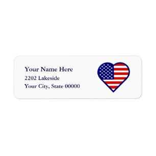 American Heart Flag USA Rückgabeadresse Label