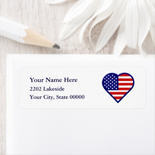 American Heart Flag USA Rücksendeadresse Label (Insitu)