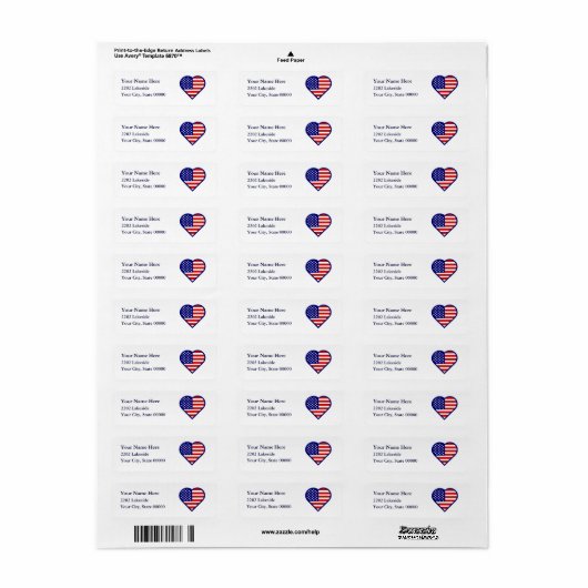 American Heart Flag USA Rücksendeadresse Label (Vorne)