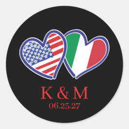 American Heart Flags Runder Aufkleber