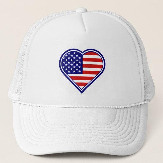 American Heart Shape USA Flag Mesh Hat Truckerkappe (Vorderseite)