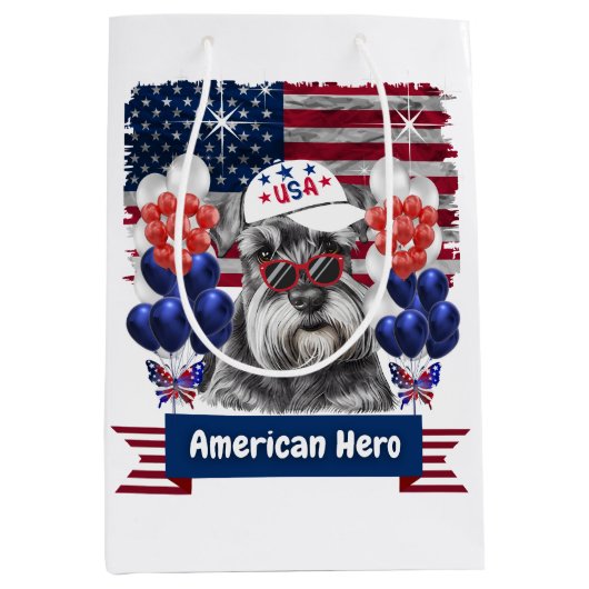 American Hero Schnauzer Geschenktasche Mittlere Geschenktüte (Vorderseite)