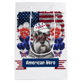 American Hero Schnauzer Geschenktasche Mittlere Geschenktüte (Rückseite)