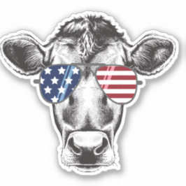 American Hipster Cow Aufkleber