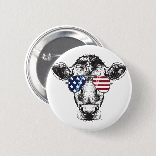 American Hipster Cow Button (Vorne & Hinten)