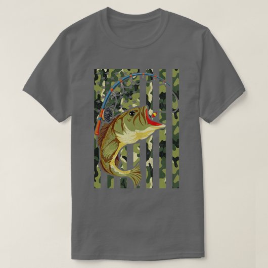 American Hobby Angling Fish Camouflage US Flag Fla T-Shirt (Design vorne)