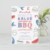 American Holidays GRILLEN Partys Red White Blue Einladung (Stehend Vorderseite)