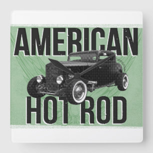 American Hot Rod. Grüne Version Wanduhr