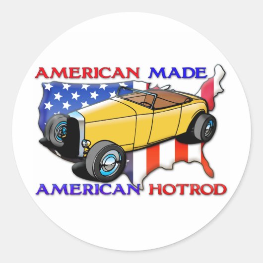 American Hotrod Runder Aufkleber (Vorderseite)