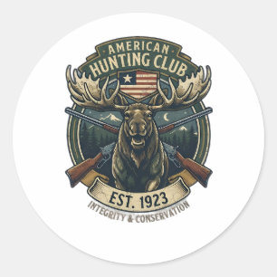 American Hunting Club Vintage-Elch-Rund-Aufkleber Runder Aufkleber