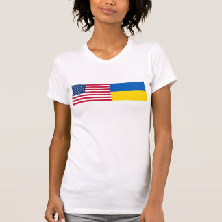 American I stand with Ukraine. USA & UKR flags. T- T-Shirt