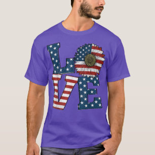 American Independence Day USA Flag Sunflower 4. O T-Shirt