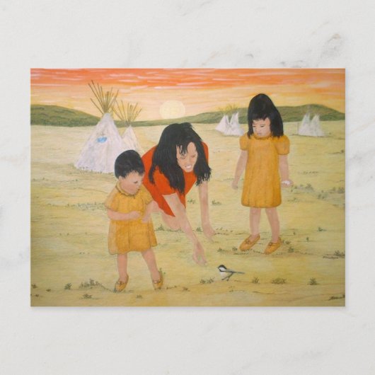 American Indian Mother with Daughters Postkarte (Vorderseite)
