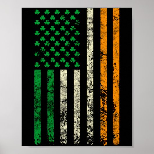 American Ireland Flag Shamrock Irish Patricks Day Poster (Vorne)