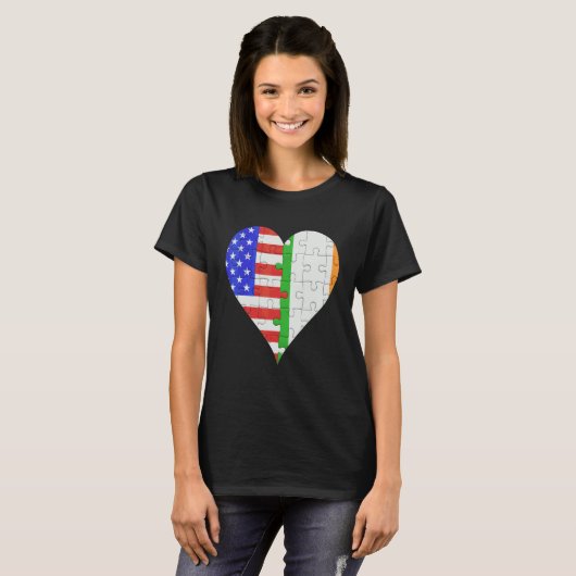 American Irish Flag Heart 1 T-Shirt (Vorne ganz)