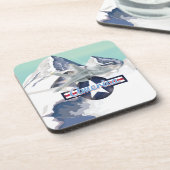 American Jet Flugzeug fliegt über Felsgebirge Untersetzer (Linke Seite)