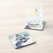 American Jet Flugzeug fliegt über Felsgebirge Untersetzer (Rechte Seite)