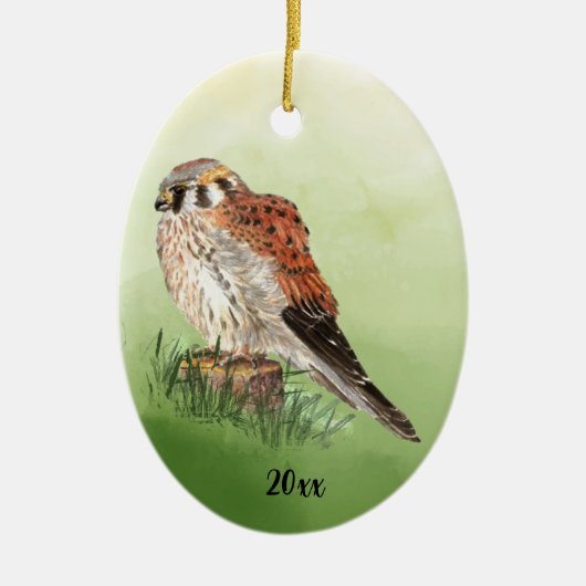 American Kestrel, Falcon Bird Hawk Keramik Ornament (Vorne)