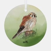 American Kestrel, Falcon Bird Hawk Ornament Aus Glas (Rückseite)