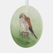 American Kestrel, Falcon Bird Hawk Ornament Aus Glas (Vorderseite Rechts)
