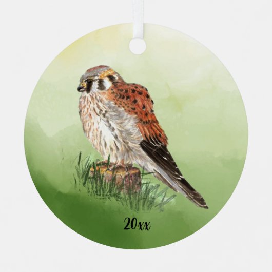 American Kestrel, Falcon Bird Hawk Ornament Aus Metall (Vorderseite)