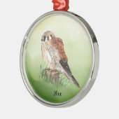 American Kestrel, Falcon Bird Hawk Ornament Aus Metall (Links)