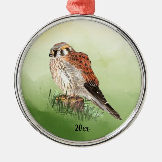 American Kestrel, Falcon Bird Hawk Ornament Aus Metall (Vorne)