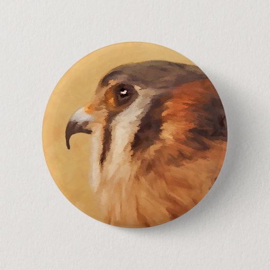 American Kestrel Painting - Original Bird Art Button (Vorderseite)