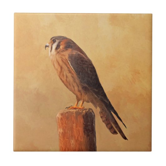 American Kestrel Painting - Original Bird Art Fliese (Vorderseite)