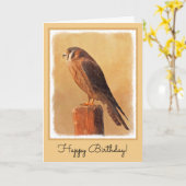 American Kestrel Painting - Original Bird Art Karte (Gelbe Blume)