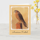 American Kestrel Painting - Original Bird Art Karte (Gelbe Blume)