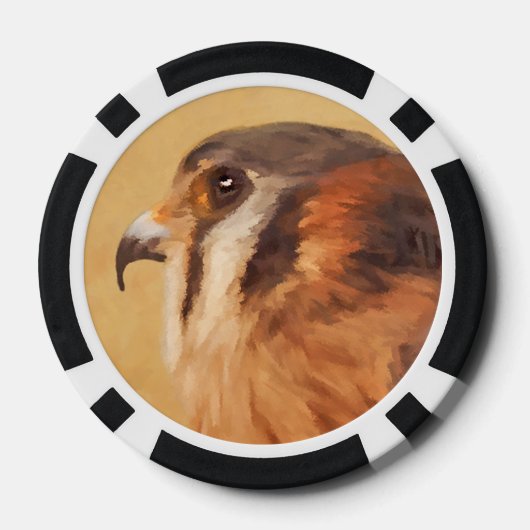American Kestrel Painting - Original Bird Art Pokerchips (Rückseite)